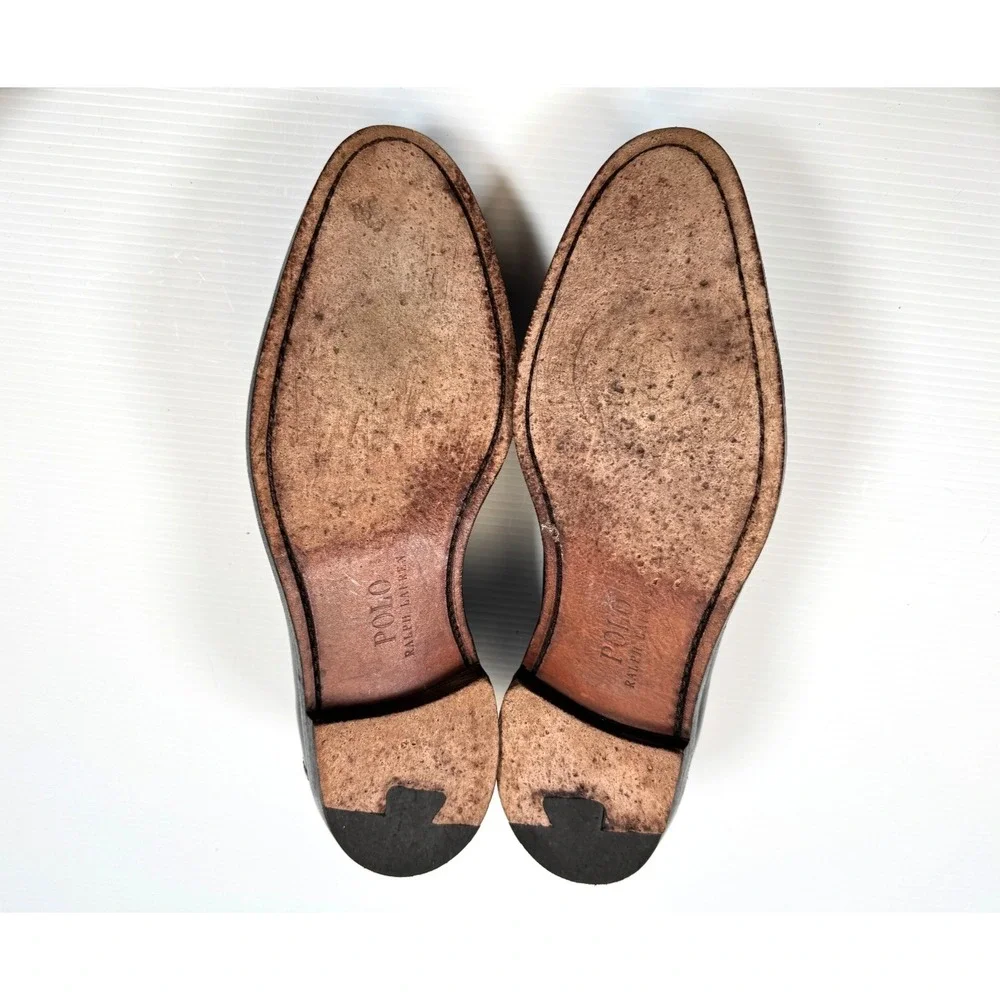 Polo Ralph Lauren Booth Calfskin Loafers Mens 12 D EUC Slip on Tassled Dress‎